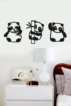 Laseriga Lõigatud Puit Seina Decor | Panda Kolmekordne | Kodu Ja Kontori Kaunistamiseks